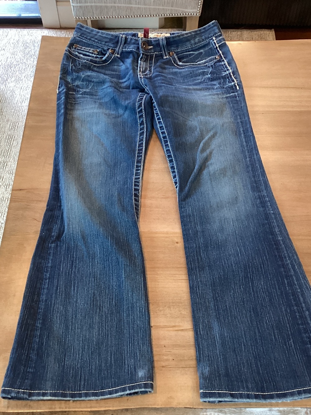 BKE Dark Blue Flare Jeans — Mid-Rise Wide Leg